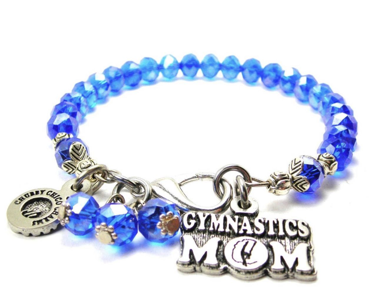 Gymnastics Mom Blue Crystal Bracelet