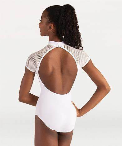 Body Wrappers Brand - White Open Mesh Short Sleeve Leotard Tiler Peck Designs