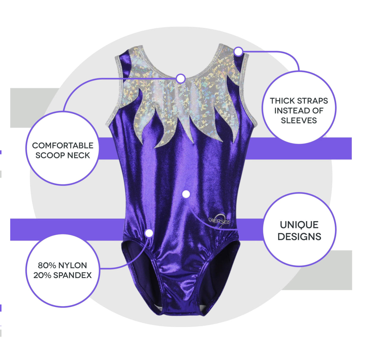 Obersee Brand -  Purple Flames Leotard