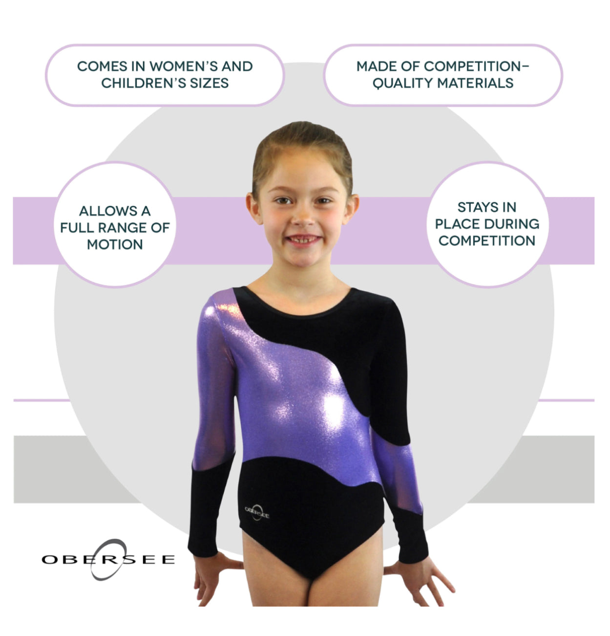 Obersee Brand - Long Arm Lilac Swerve Leotard