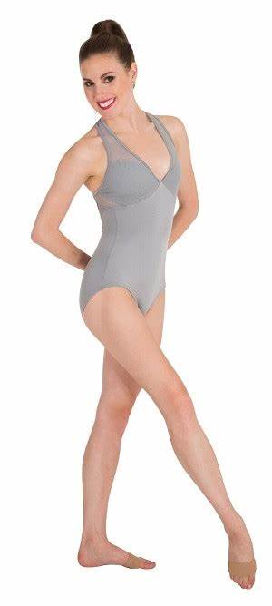 Body Wrappers Brand - Grey Pointelle Mesh Racerback Leotard Tiler Peck Design