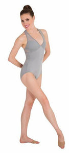 Body Wrappers Brand - Grey Pointelle Mesh Racerback Leotard Tiler Peck Design